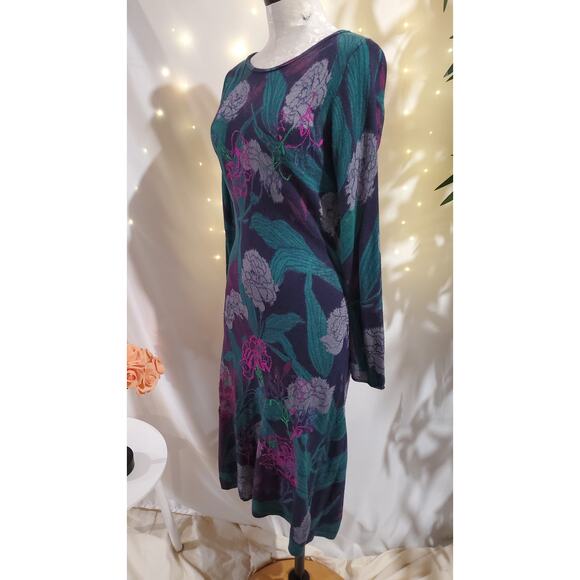 White Stuff Embroidered Floral Knit Wool Cashmere Sweater Midi Dress Size 10 - Picture 2 of 11